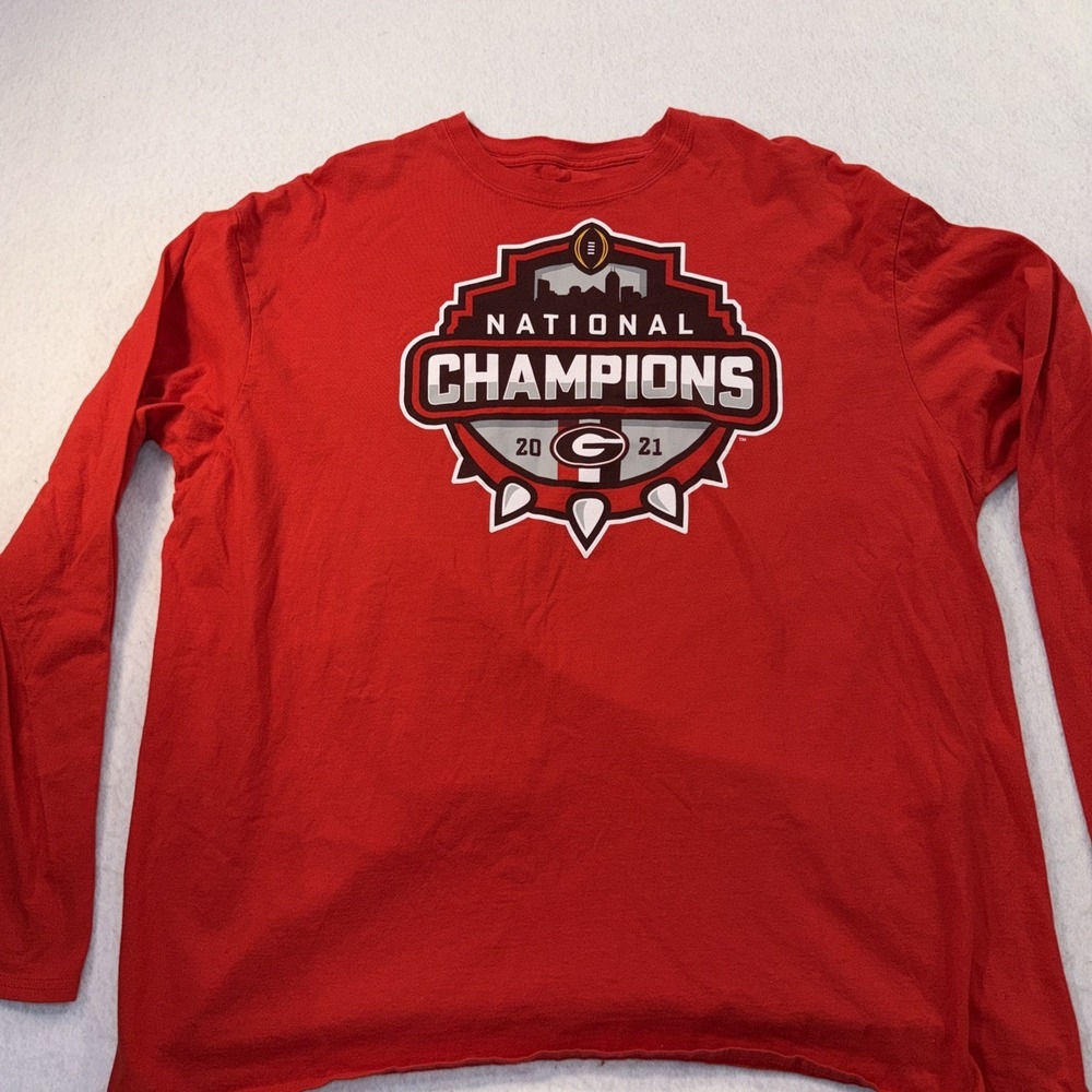 Georgia Bulldog XXL 100%‎ Cotton Long Sleeve Hoodie Shirt National Champion 2021